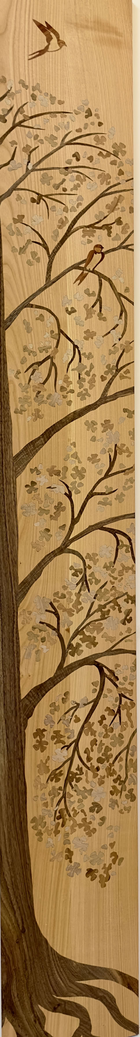 porte de la bibliothèque avec incrustation de marqueterie, hauteur 3400mm.